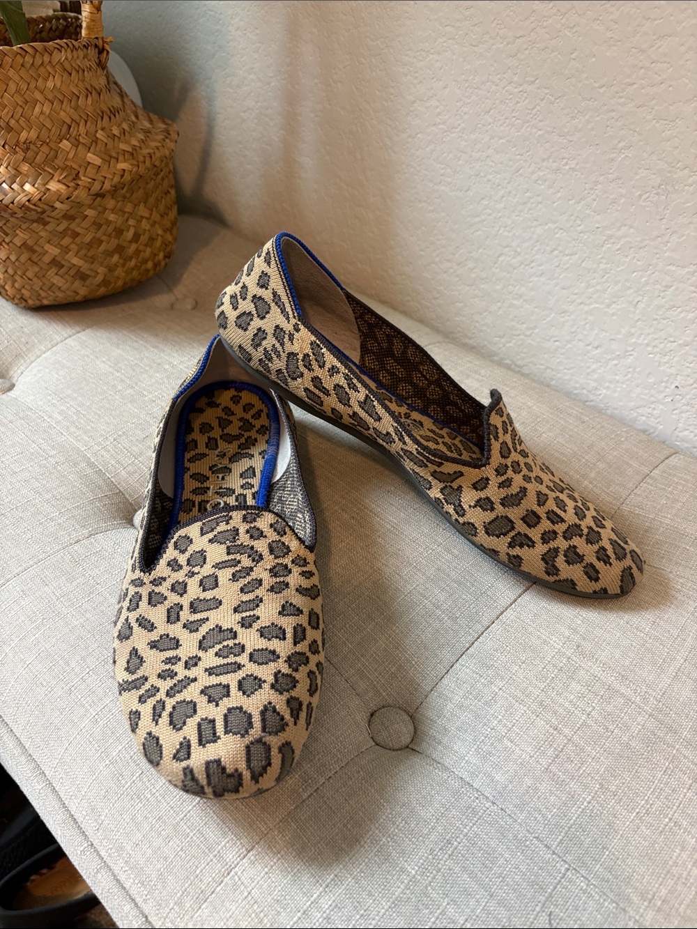 Rothy's Leopard Print Slip-On Loafers in Tan and Black 9.5